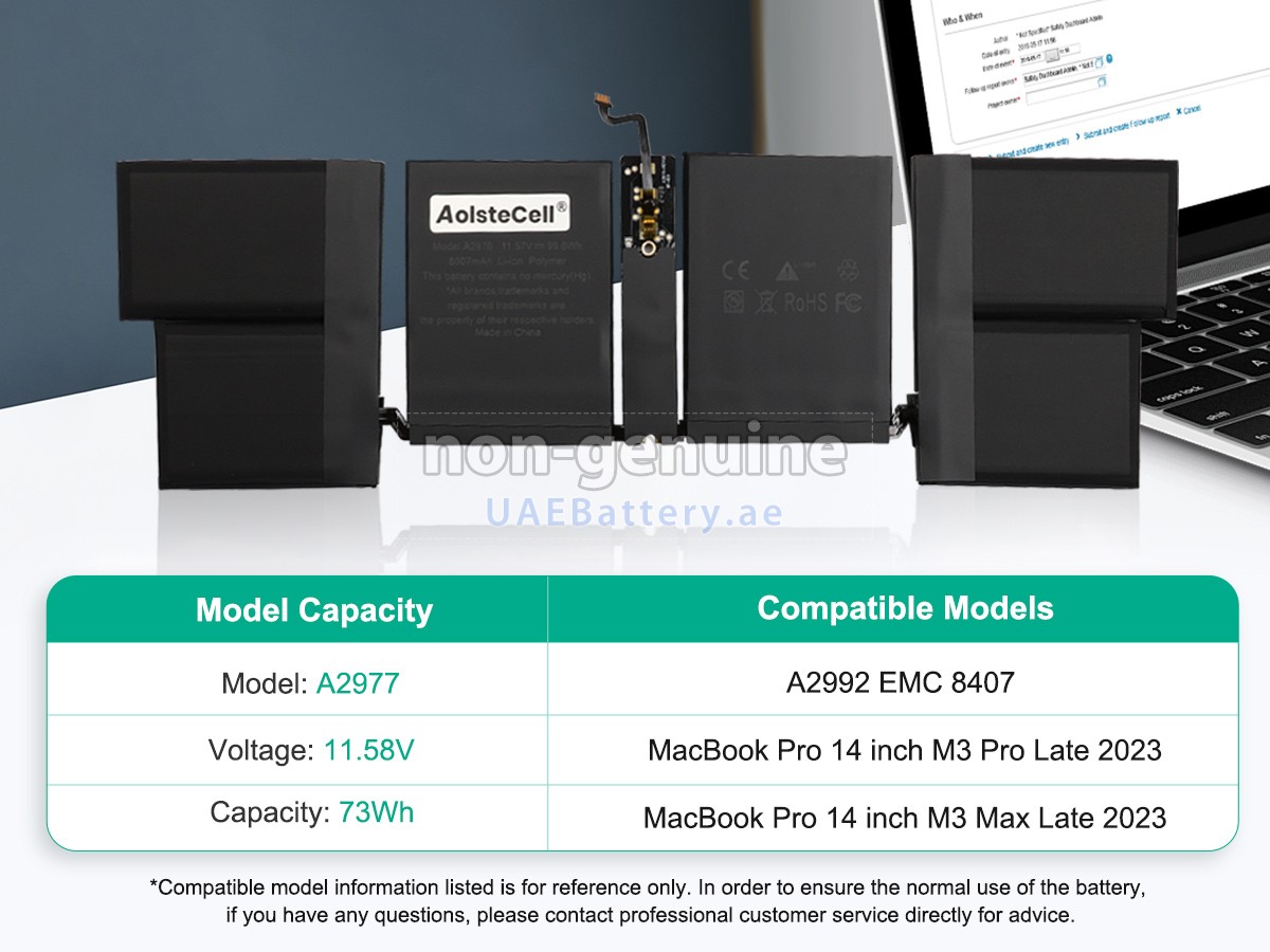 بطارية Apple MacBook Pro M3 MAX 16 CPU 40 GPU 14-inch A2992