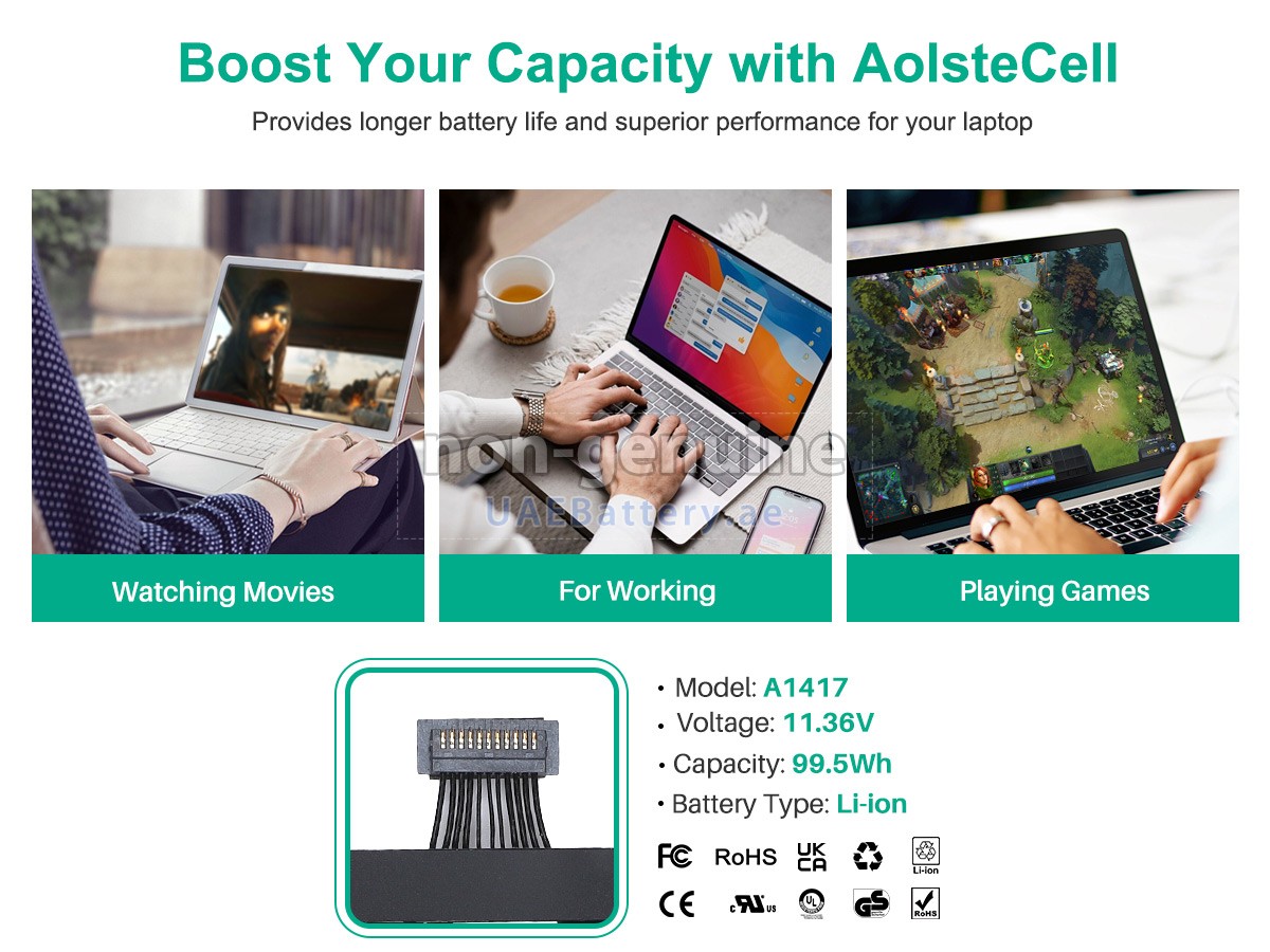 بطارية Apple MacBook Pro Core I7 2.8GHZ 15.5 inch Retina A1398(EMC 2673)