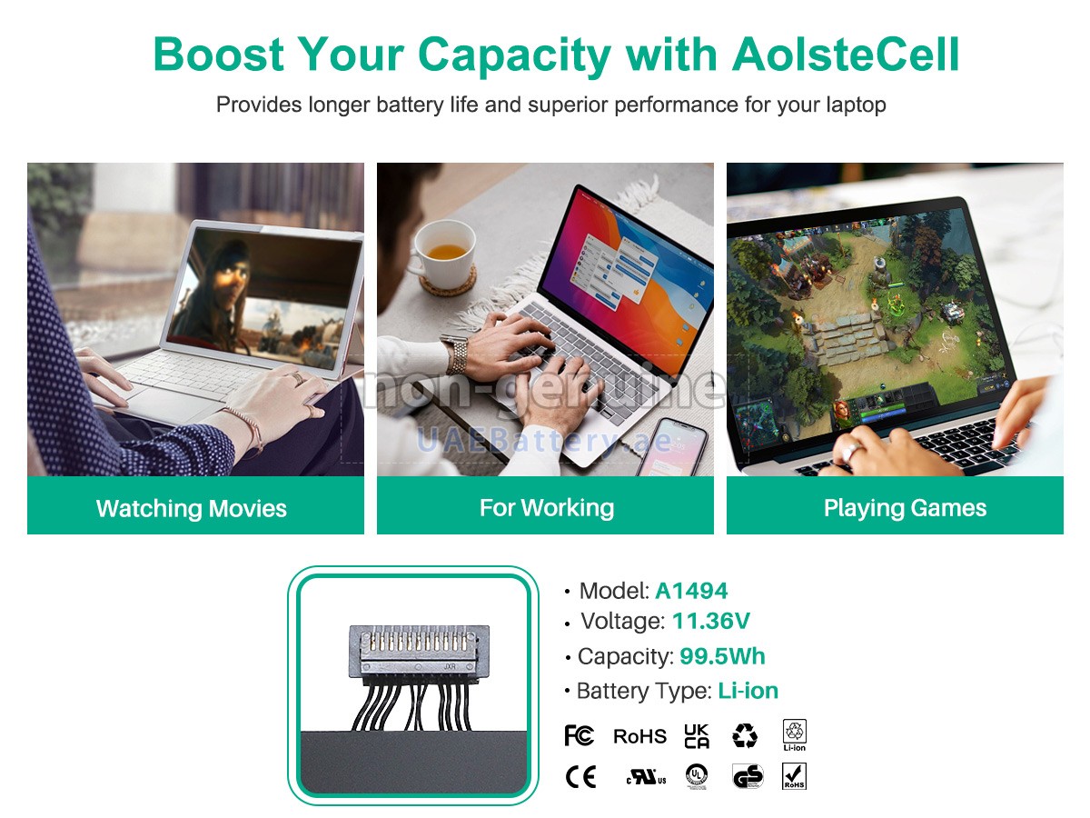 بطارية Apple MacBook Pro Core I7 2.0GHZ 15.4 inch Retina A1398(EMC 2674)