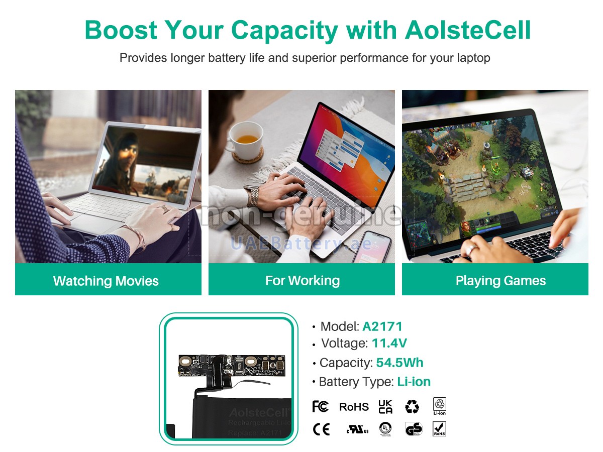 بطارية Apple MacBook Pro 13-inch I7-8557U 1.7 TOUCH 2019 A2159